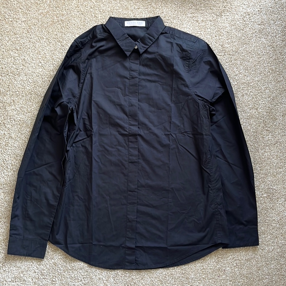 Everlane The Poplin button down shirt black size medium - Picture 2 of 8